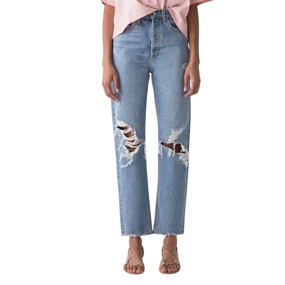 AGOLDE 90s Mid Rise Loose Fit Distressed Jeans Blue Size 26